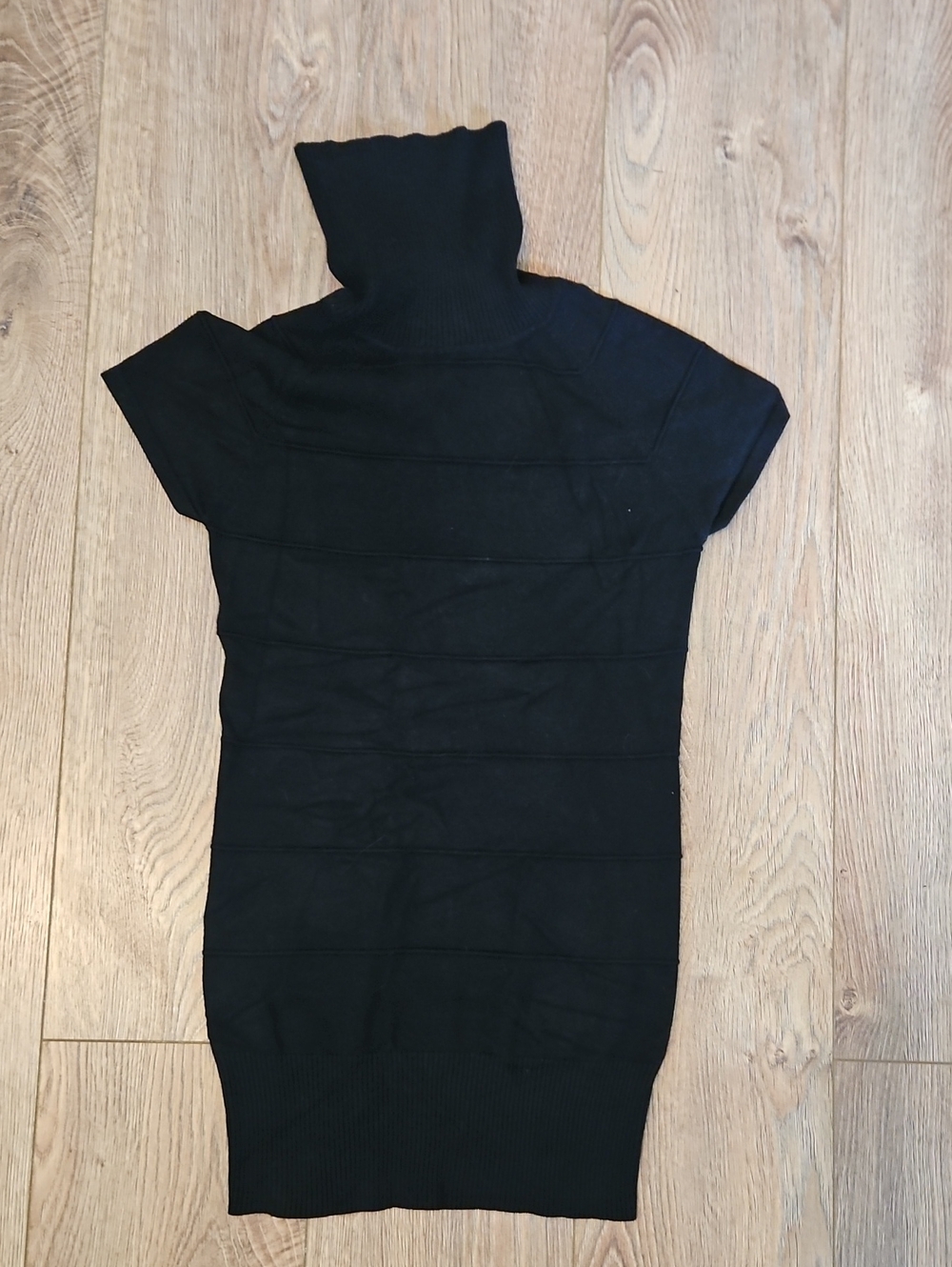 Sweater Project Black Short-Sleeve Turtleneck Dress
